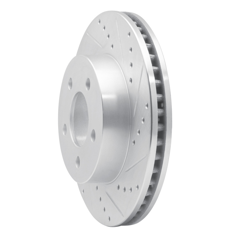 Jeep Liberty Brake Rotor (1) - Front Right - R1 Concepts - Drilled & Slotted - Silver - `02-`07